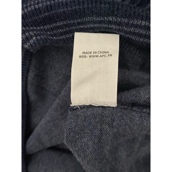 A.P.C. Rue Madame Paris Mens Blue Stripe Wool Sweater M Normcore Preppy Classic - Picture 3 of 7